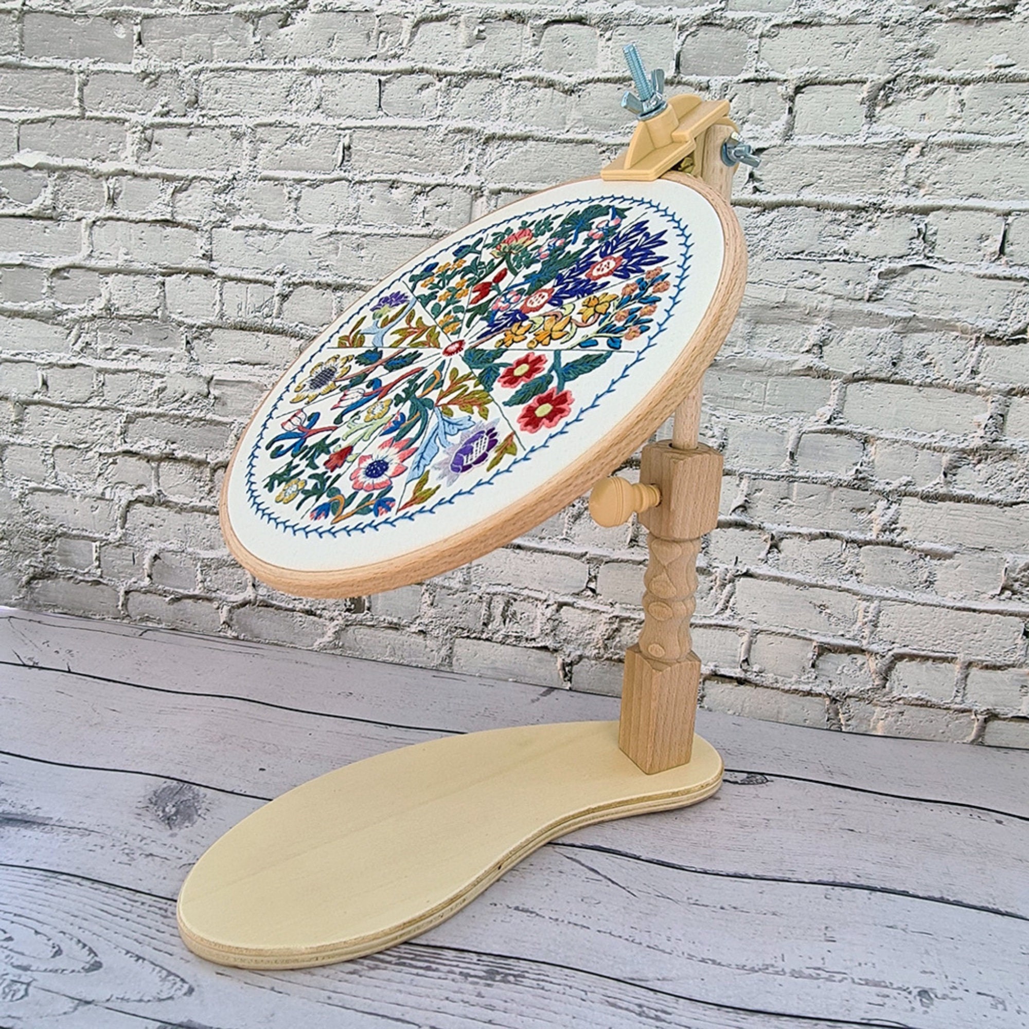 Beech Wood Adjustable Rotated Embroidery Hoop Stand India