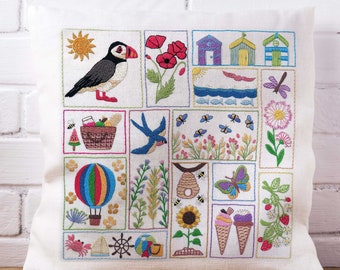 Summer Splendour Hand Embroidery Kit, Pre printed embroidery fabric, hand embroidery supplies, nature embroidery, beginner hand embroidery