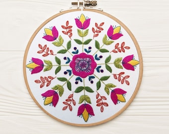 Florally Hand Embroidery Pattern, PDF embroidery pattern, Flower Embroidery Pattern, Beginner Embroidery