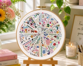 A Year of Doodles Pre Printed Embroidery Fabric for hand embroidery