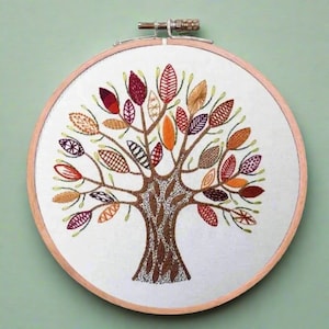 Hand embroidery Stitch Sampler, Pre Printed Fabric Panel PLUS PDF Guide, links to step by step blog tutorials for the different stitches
