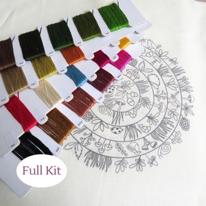 round and round the woodland hand embroidery pattern beautifully presented and created by hand stitching.