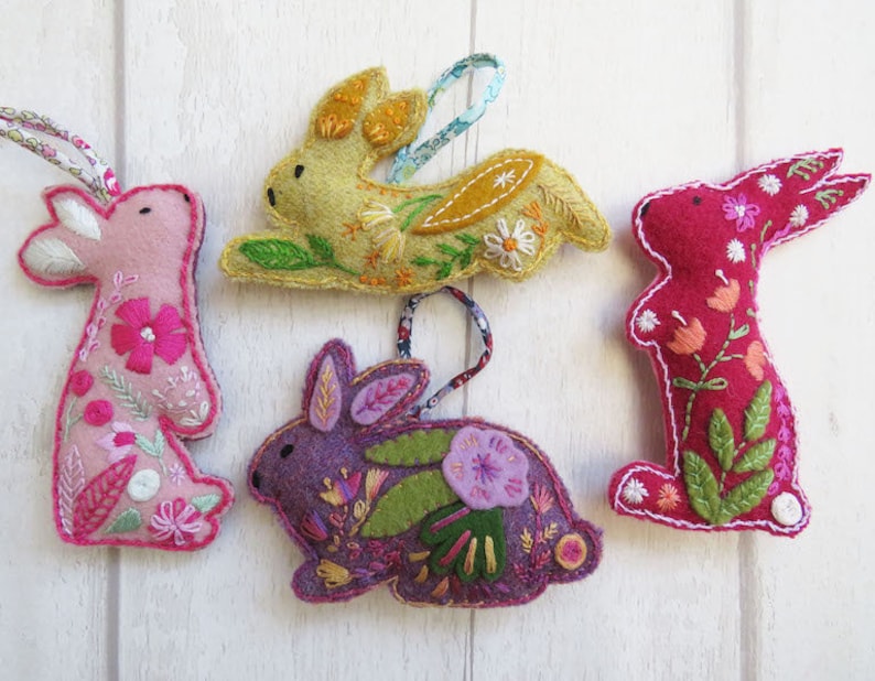 Hand Embroidery Felt Rabbit Pattern Embroidery Pattern PDF - Etsy UK