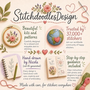 Stitchdoodles kits and  patterns drawn by hand no Ai