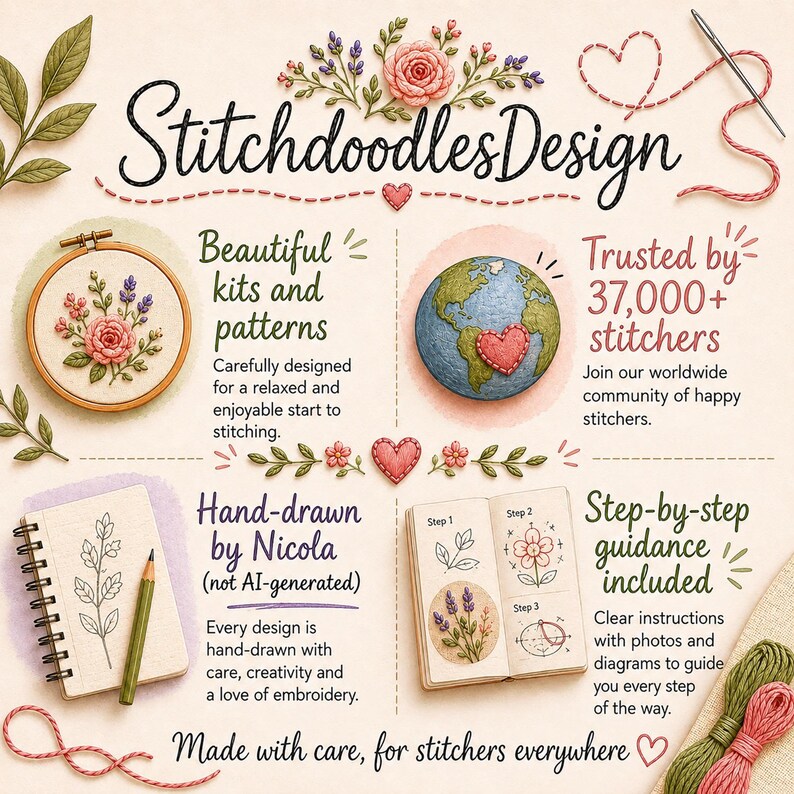 Stitchdoodles kits and  patterns drawn by hand no Ai