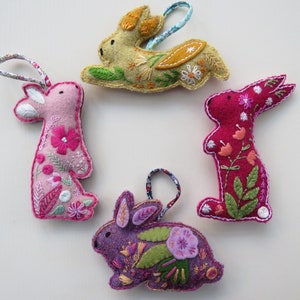 Hand Embroidery Felt Rabbit Pattern, Embroidery Pattern PDF, Bunny ...