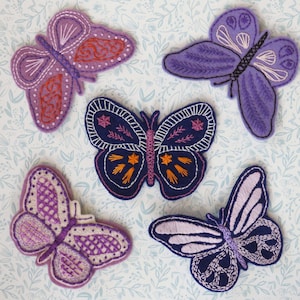 Hand Embroidery Pattern, Felt Butterfly Pattern, PDF embroidery pattern, butterfly mobile, beginner embroidery, nature embroidery