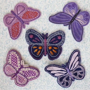 Hand Stickmuster, Filz Schmetterling Muster, PDF Stickmuster, Schmetterling Mobile, Anfänger Stickanleitung, Naturstickerei