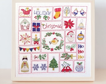 Christmas Advent Calendar, Hand Embroidery Kit, Christmas embroidery pattern, Christmas embroidery kit, Beginner Embroidery