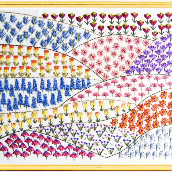 A Flower A Day PDF Embroidery Template, year long stitching, beginner embroidery