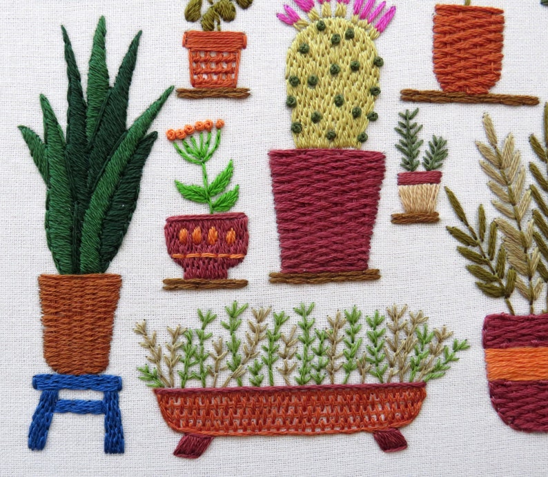 Hand Embroidery Pattern, Plantopia, PDF Embroidery Pattern, Embroidery Sampler, Plants Embroidery, Houseplant Hand Embroidery image 5