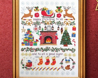 Night Before Christmas hand embroidery Kit, Pre printed embroidery fabric, hand embroidery kit with supplies, Christmas embroidery kit