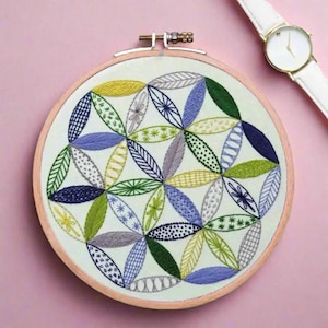 Starflower Sampler Hand Embroidery kit, embroidery fabric, pattern and thread