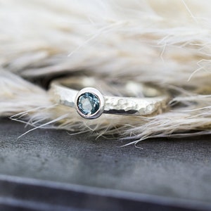 Blue Topaz Ring, Topaz Silver Ring, Topaz Stacking Ring, December Birthstone Ring, Birthday Gift For Her