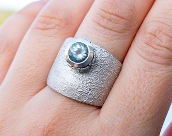 Aquamarine Statement Ring, March Birthstone, Aquamarine Silver Ring