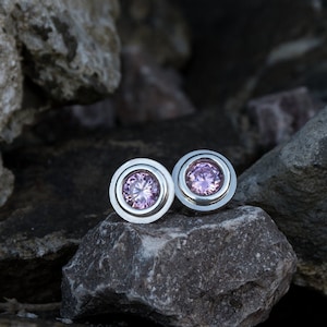 Pink Zircon Earrings, Zircon Silver Earrings, Gift For Her, Gift For Wife, Christmas Gift, December Birthstone
