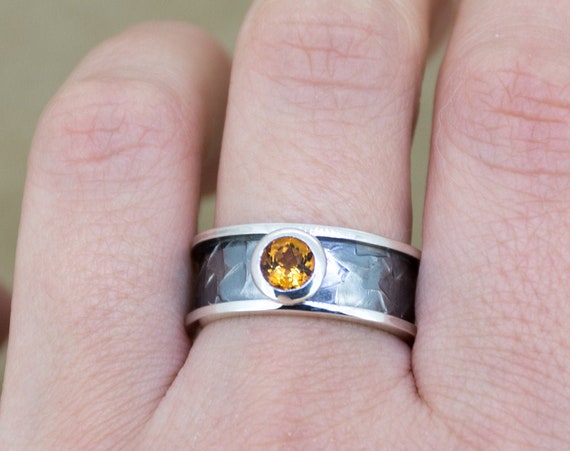Orange citrine ring | Citrine engagement ring | Oxidized silver ring | November birthstone