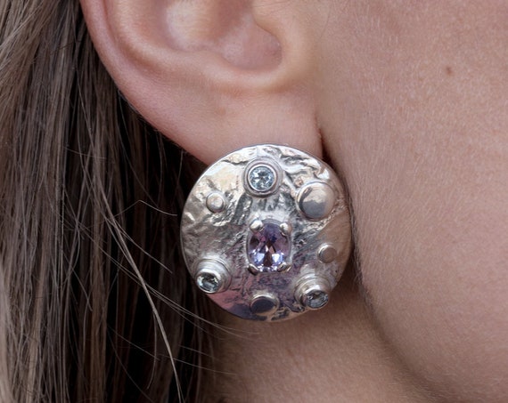 Pink Amethyst and Topaz Earrings