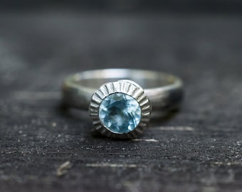 Aquamarine Ring, March Birthstone Ring, Aquamarine Solitaire Ring