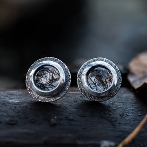 Rutilated Quartz Earrings, Tourmalated Quartz Silver Earrings image 1