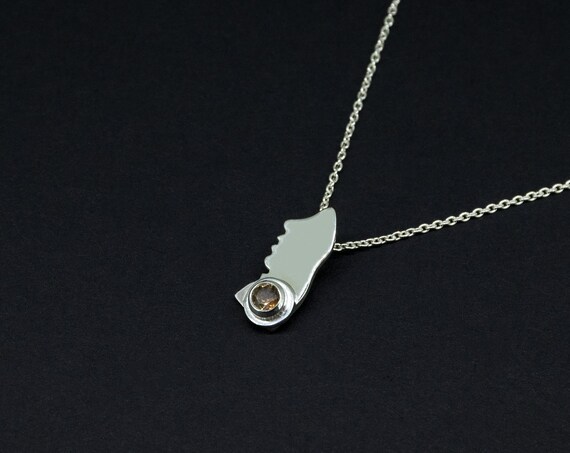 Minimalist Brown Andalusite Silver Pendant