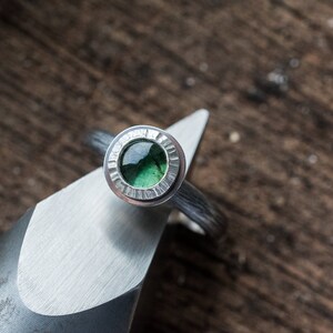 Green Tourmaline Ring, October Birthstone Ring, Green Silver Ring