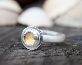 Citrine Ring, Sterling Silver Ring, November Birthstone Ring, Citrine Jewellery, Citrine Gemstone Ring