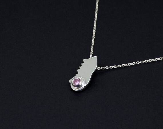 Minimalist Pink Zircon Silver Pendant