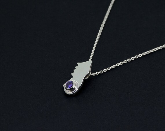 Minimalist Purple Amethyst Silver Pendant