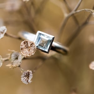 Aquamarine Sterling Silver Ring, March Birthstone Ring, Aquamarine Engagement Ring