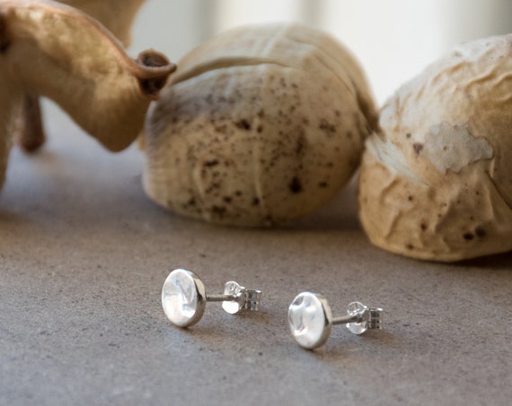 Tiny Silver Stud Earrings, Small hammered studs, delicate silver earrings, minimalist earrings