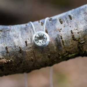 Green Amethyst Necklace, Amethyst Silver Pendant, February Birthstone Necklace