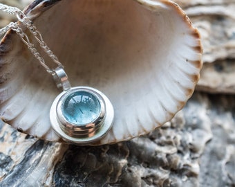 Aquamarine Silver Pendant, March Birthstone Necklace