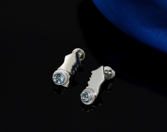 Sky Blue Topaz Minimalist Earrings
