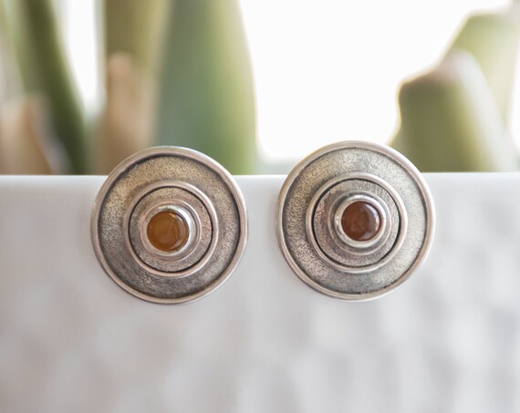 Amber Silver Earrings, Round Amber Studs, Amber Stud Earrings, Pagan Style Earrings