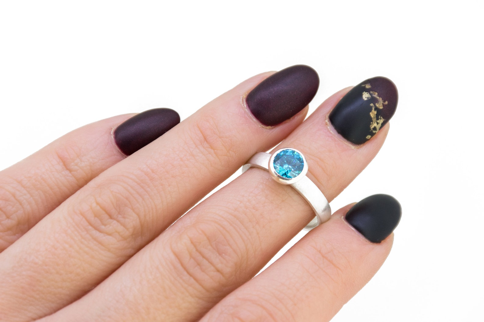 Blue Zircon Silver Ring