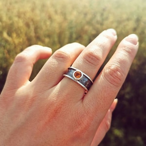 Golden Citrine Ring, Citrine Silver Ring, November Birthstone Ring, Citrine Jewellery, Statement Ring
