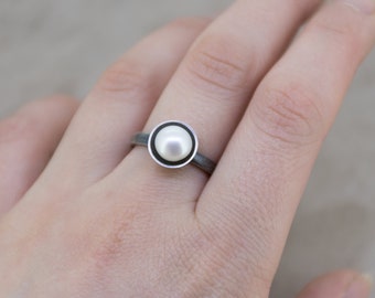 Pearl Ring, June Birthstone Ring, Pearl Silver Ring