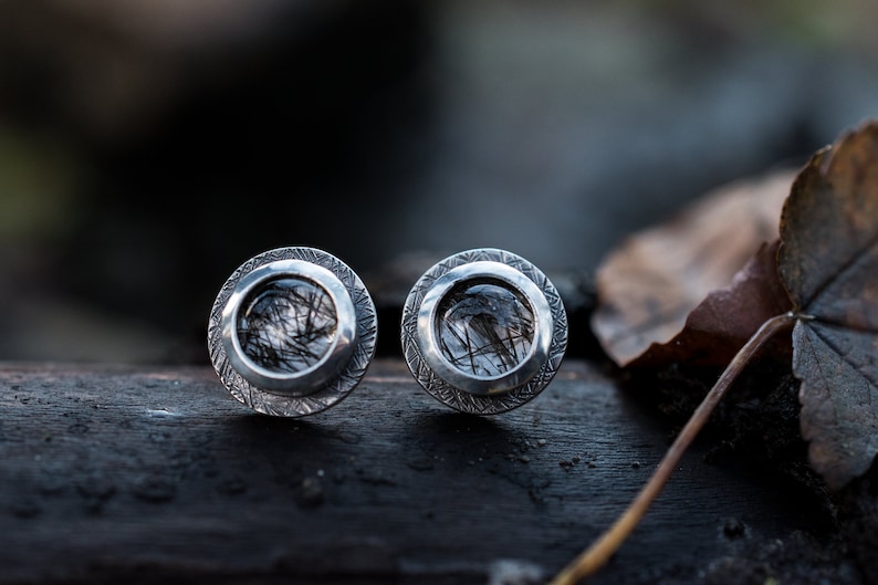 Rutilated Quartz Earrings, Tourmalated Quartz Silver Earrings image 1