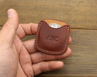 Handmade Leather Coin Slip,Italian Leather Coin Pouch, Coin Case,EDC Coin Holder,Challenge Coin,Leather Coin Purse,EDC Gear,Men Gift