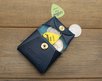 Bolsa de monedas de cuero minimalista personalizada, portavasos de cuero pequeño personalizado, bolsa de cuero grabada, bolsa de joyería, regalo personalizado hecho a mano