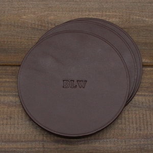 Personalized Coasters,Home  Coasters , Customized Leather Coasters, 3rd Anniversary Gift, Leather Coasters,Personalized Wedding Gift,Brown
