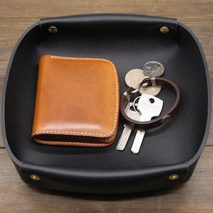 Handcrafted Leather Valet Tray Leather ring tray Desk Valet desk caddy anniversary gift Christmas Gifts for Him gift for her  desk caddy