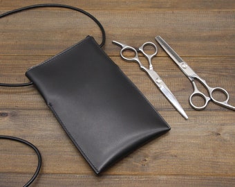 Handmade leather Bag for hairdressing tools Personalized leather Scissors Case Hairdresser gift Case for scissors Hairdresser tool bag