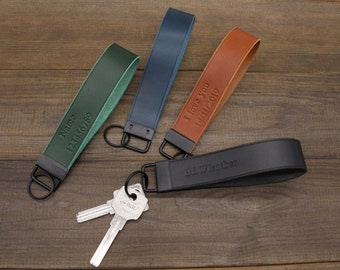 Custom Keychain Personalized Leather Keychain Leather Keyring Anniversary Wedding Keychain Leather Key fob wristlet Leather Gift Christmas