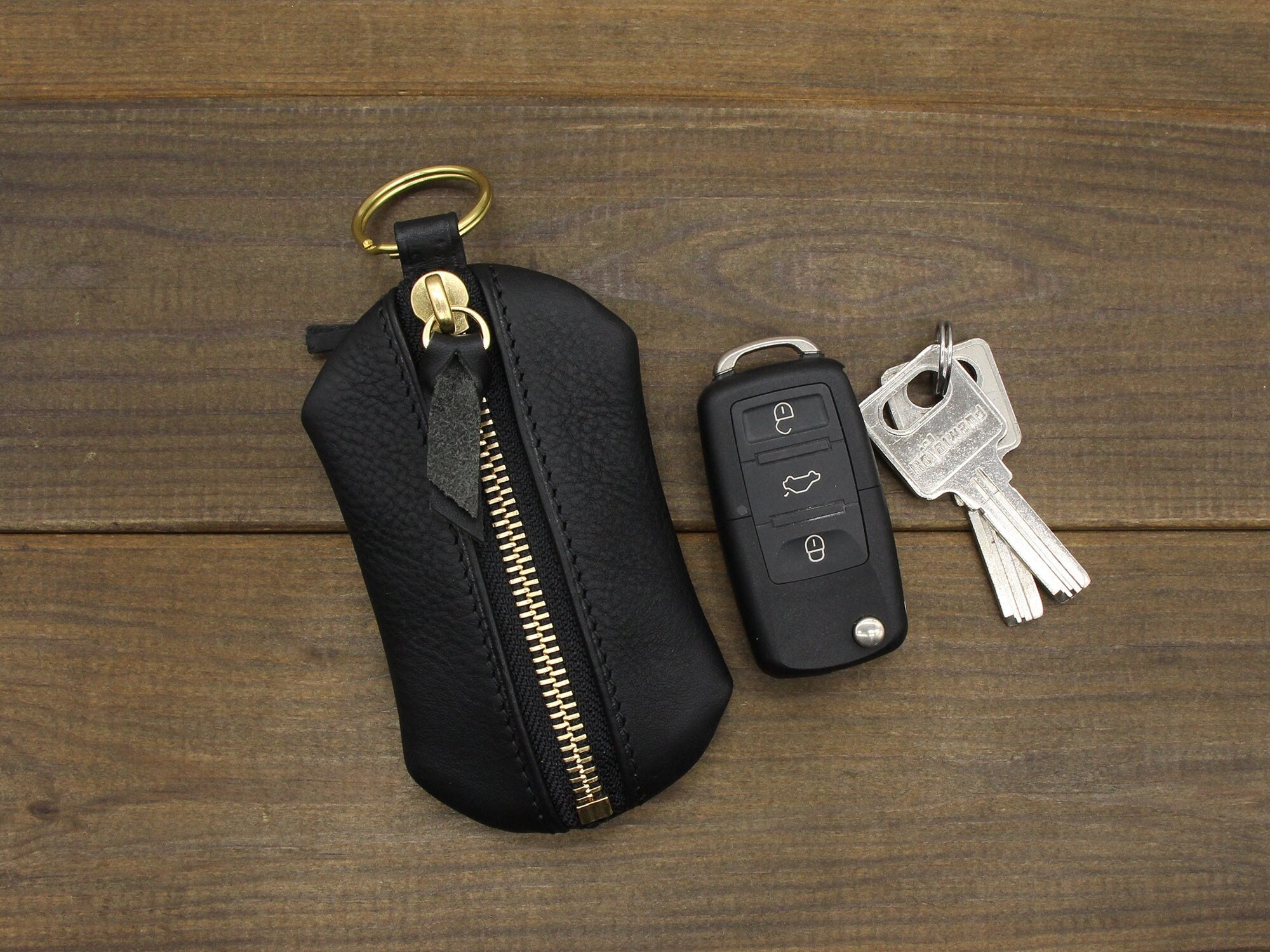 Personalized Leather Zipper Car Key Casekey Bagleather Key 