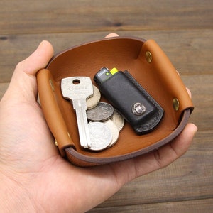 Genuine Leather Valet Tray Personalized Custom Leather valet tray Storage Catchall Tray Monogrammed Valet Tray Housewarming Gift Office Gift image 6