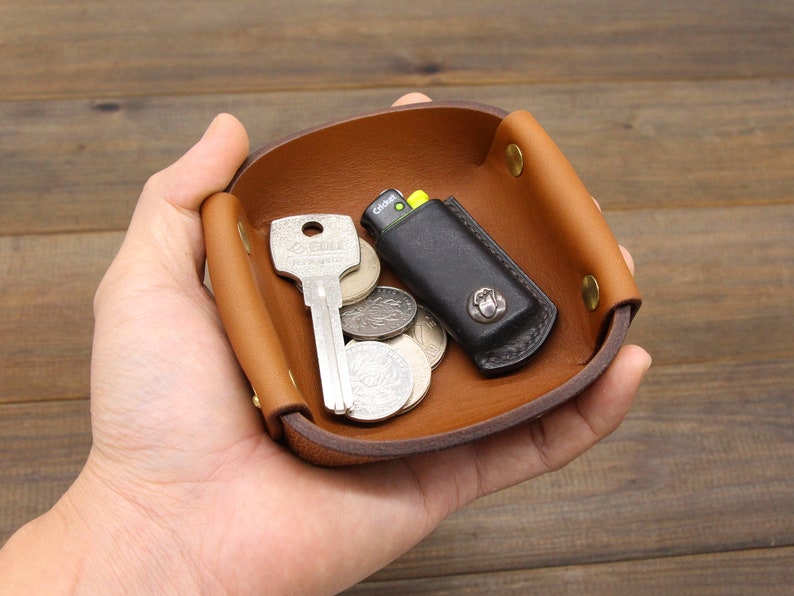 Genuine Leather Valet Tray Personalized Custom Leather valet tray Storage Catchall Tray Monogrammed Valet Tray Housewarming Gift Office Gift image 6