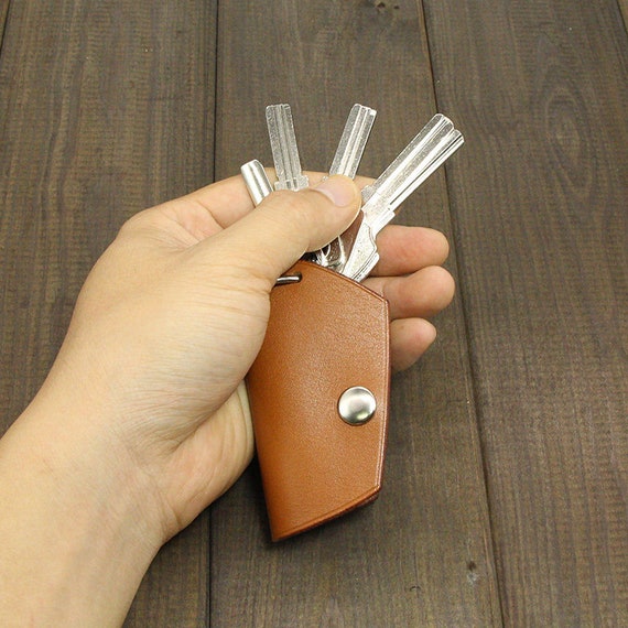 Cow Leather Zippered Key Chain Holder by Marshal Wallet Tan