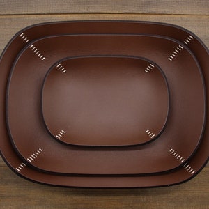 Leather Valet tray,Hand Crafted Leather Office Desk Organizer,Custom Storage Tray,Leather tray,Gift for Groom,Anniversary gift,Husband Gift image 9